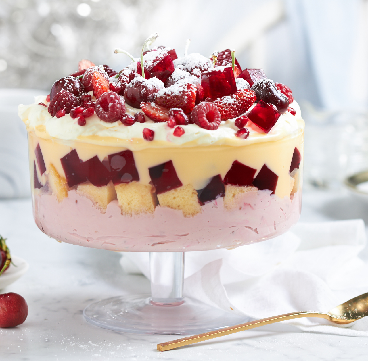 Cherry Berry Cheesecake Trifle