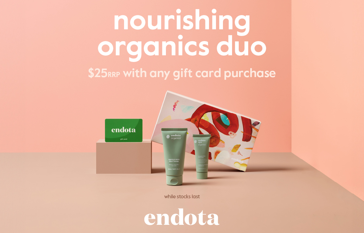 endota - Nourishing Organics Duo for $25RRP with any gift card purchase